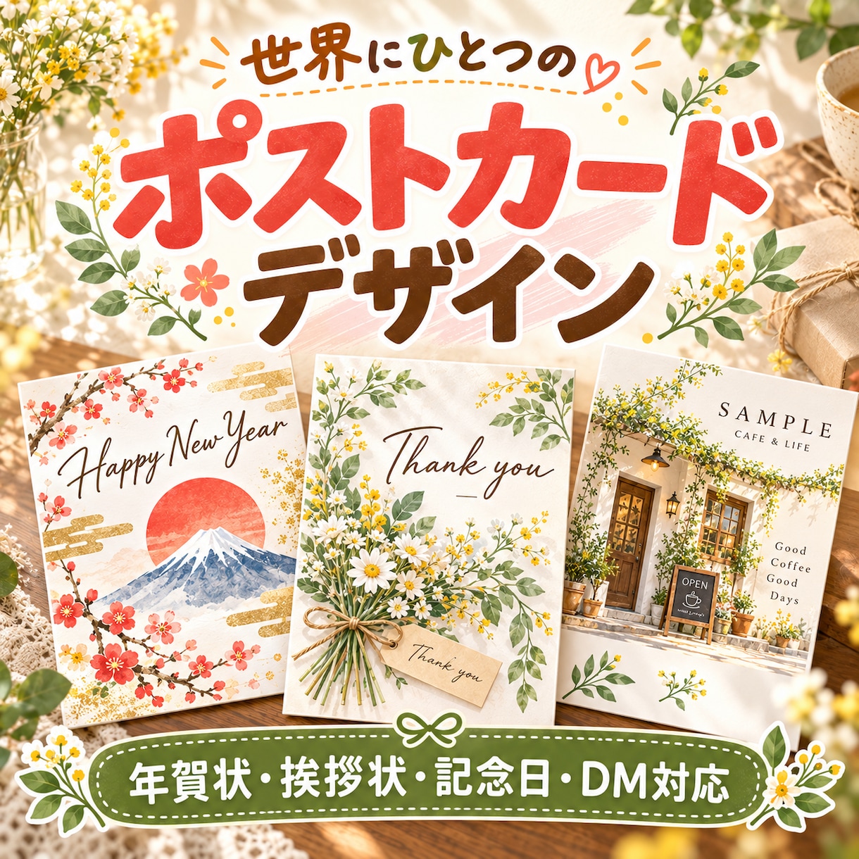 世界に一つのオリジナルポストカードを作ります 年賀状・挨拶状・記念日・DMなど用途に合わせてデザインします イメージ1