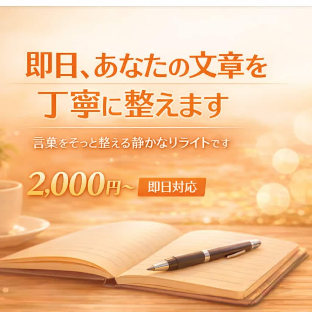 即日、あなたの文章をやわらかく丁寧に整えます 言葉をそっと整える静かなリライトです イメージ1