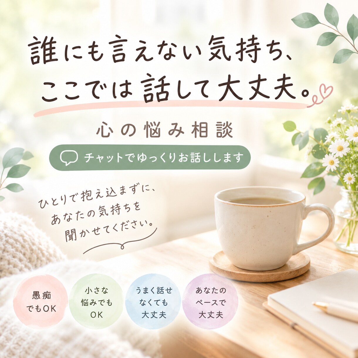 話すだけで、心が少し軽くなることがあります そのモヤモヤ、少しだけ私に預けてみませんか？ イメージ1