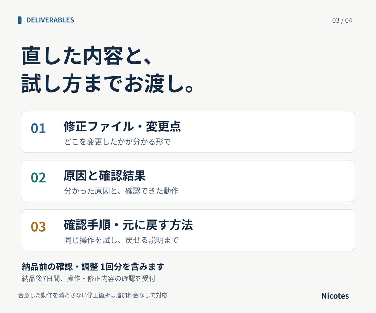 Webアプリの動かない箇所を調べて直します 保存・表示・入力の不具合を、確認手順付きで納品 イメージ3