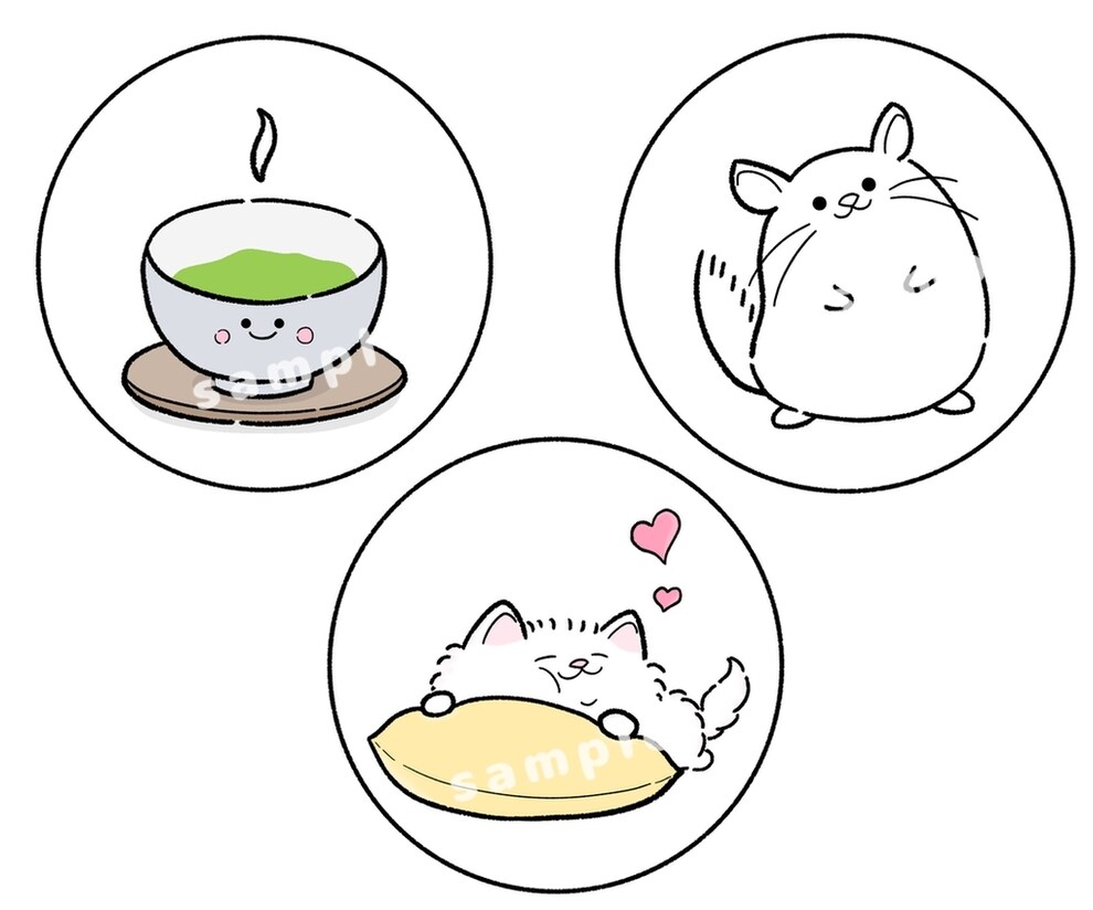 モノクロ&カラー！ゆるかわ線画イラスト描きます 商用利用可！シンプルでかわいいアイコンいかがですか？ イメージ6