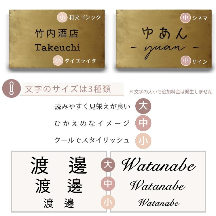 オーダーでビンテージ風真鍮表札作ります 【2行タイプ】戸建て、マンション、ガーデンに高級感演出 イメージ5