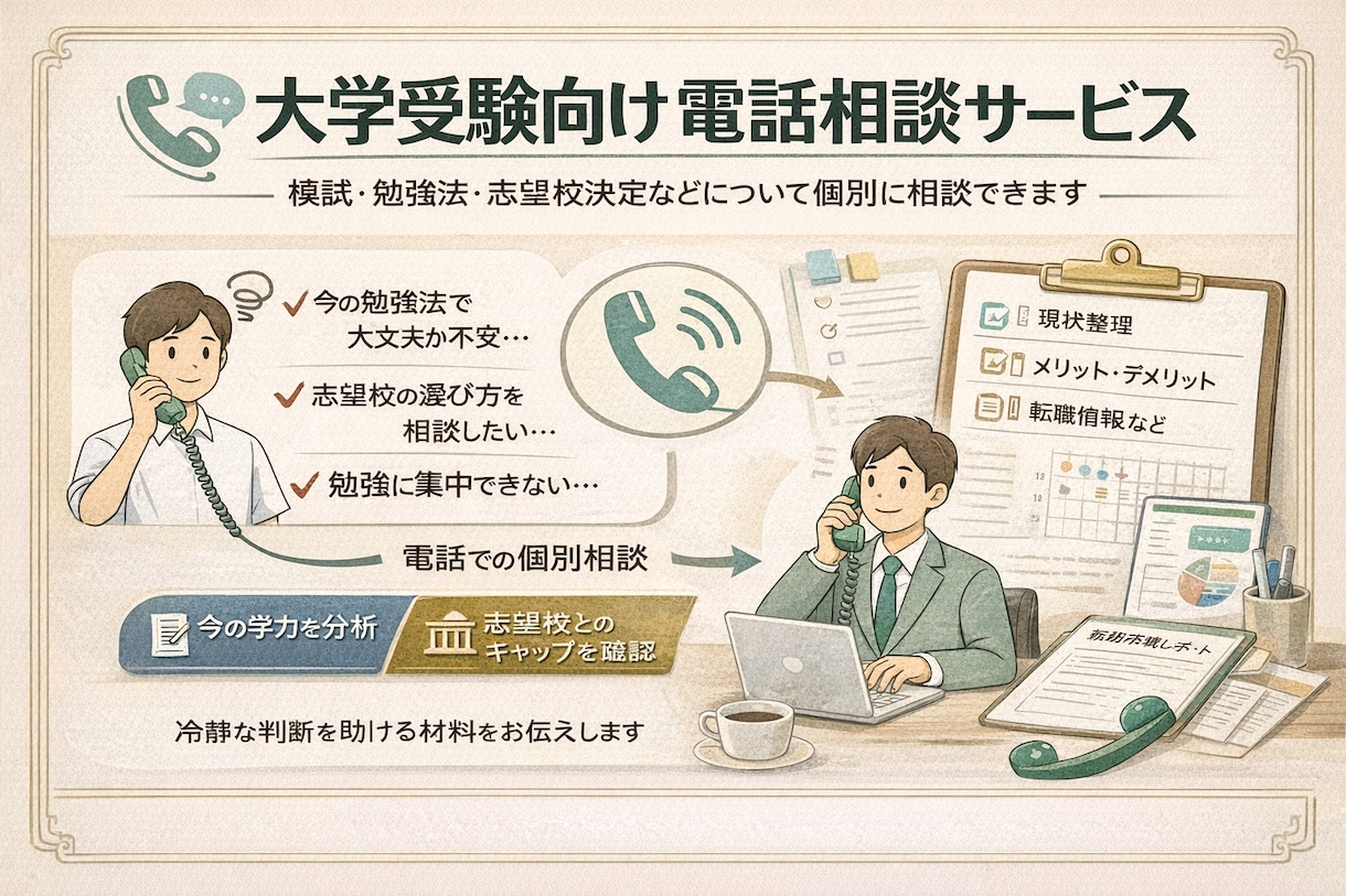大学受験の志望校合格に向けたアドバイスをします 最短で志望校合格するための学習戦略面でのアドバイスをします。 イメージ1