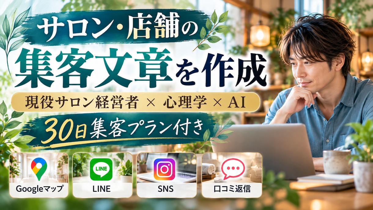 現役サロン経営者が店舗の集客文章を作成します Google・LINE・SNS文章と30日集客プラン付き イメージ1