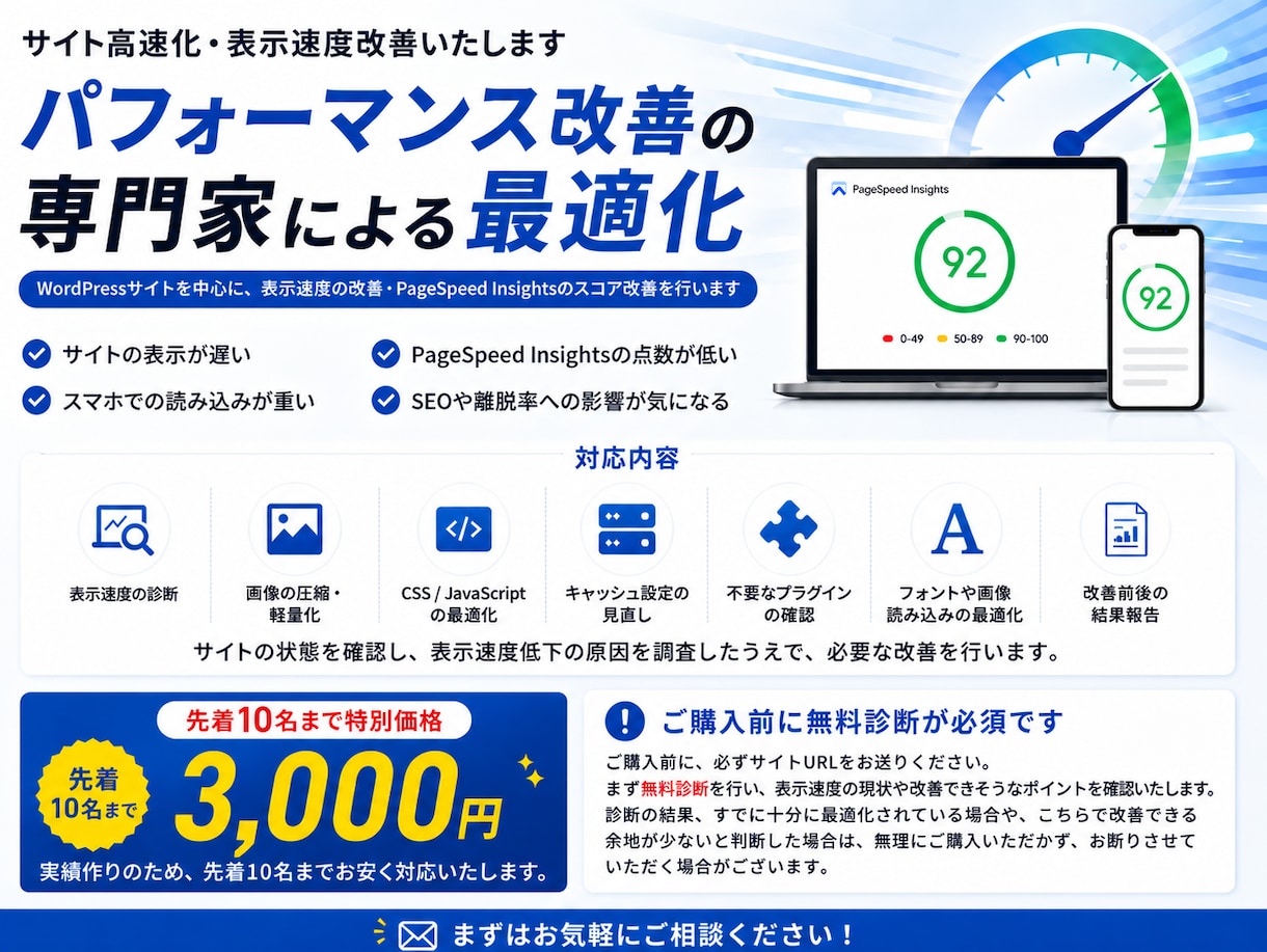 サイト高速化・表示速度改善いたします パフォーマンス改善の専門家による最適化 イメージ1