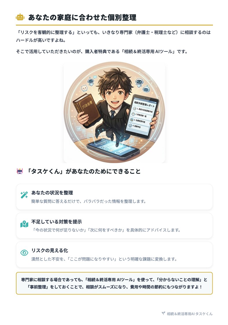 相続の悩み相談（相続AI+リスク診断特典）承ります 争族リスクや税金負担度を可視化するWEB診断＋AI相談 イメージ4