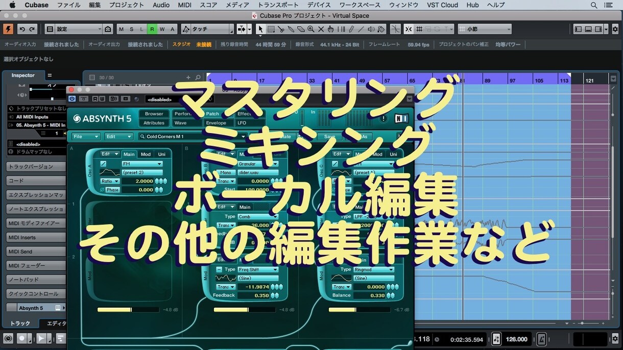 ちょっとしたDAW作業のお手伝いを致します Cubaseは25年程のユーザーであり、プロの実績あり。 イメージ1