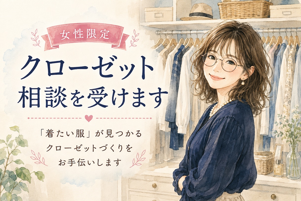 女性限定・クローゼット相談を受けます 「着たい服」が見つかるクローゼットづくりをお手伝いします。 イメージ1
