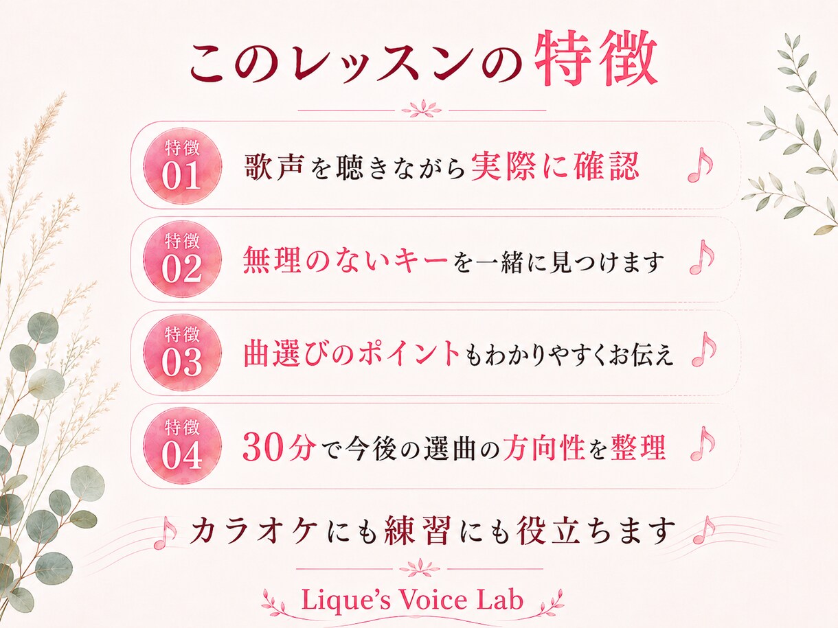 あなたに合うキーを見つけ、選曲のコツをお伝えします 歌声を聴いて、あなたの音域に合うキーと曲を見つけるレッスン イメージ5