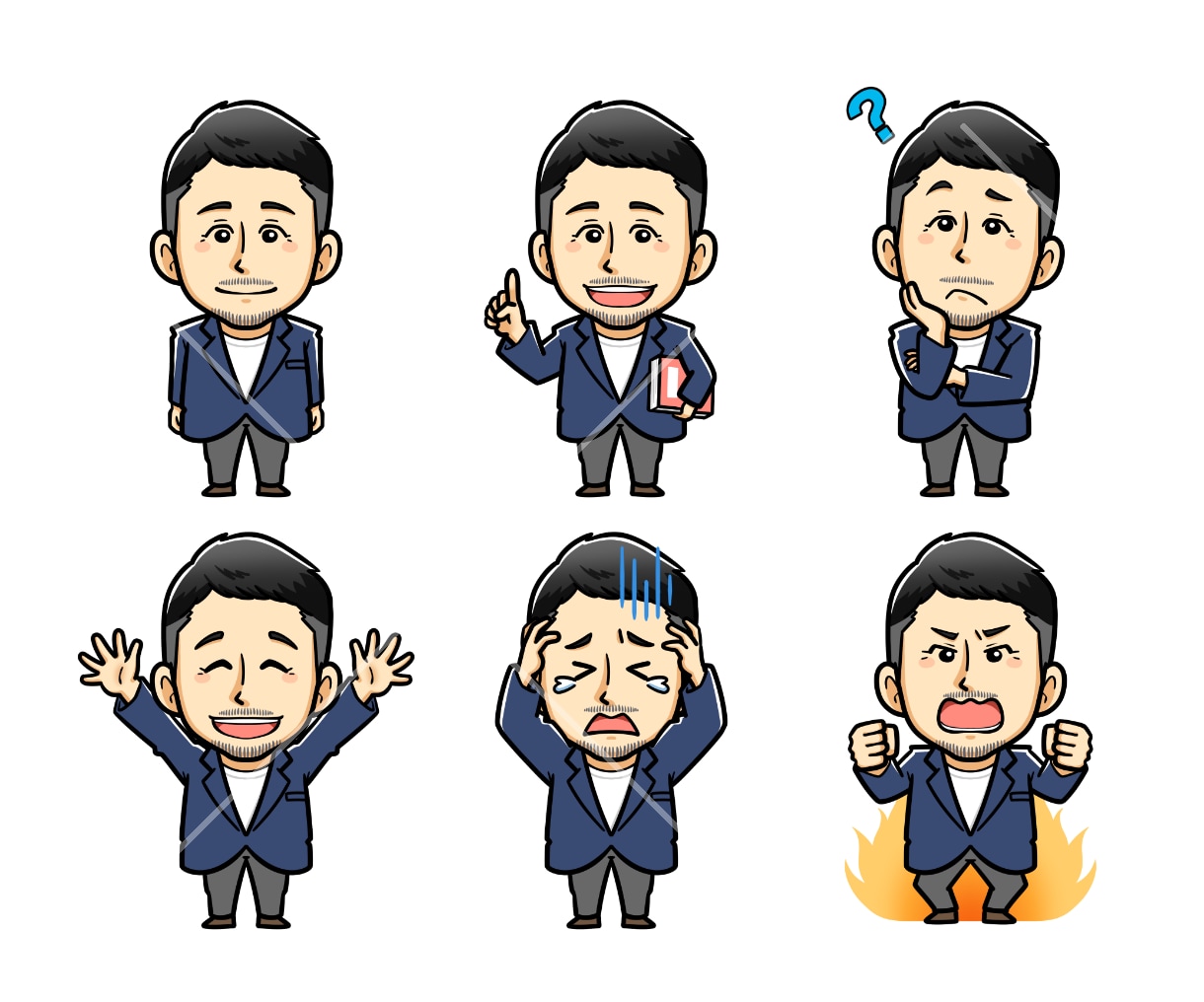 ビジネスに使える！可愛いデフォルメ似顔絵を描きます ベクターデータ納品／名刺デザイン制作／表情差分も可能！ イメージ5