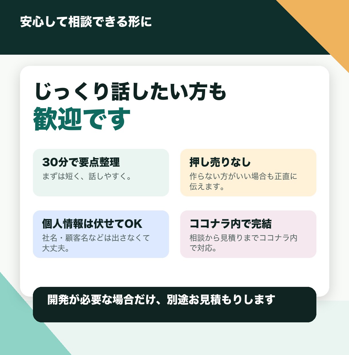 業務効率化・AI活用の相談に30分乗ります 作るべきかどうかから一緒に整理します。無理な提案はしません。 イメージ4