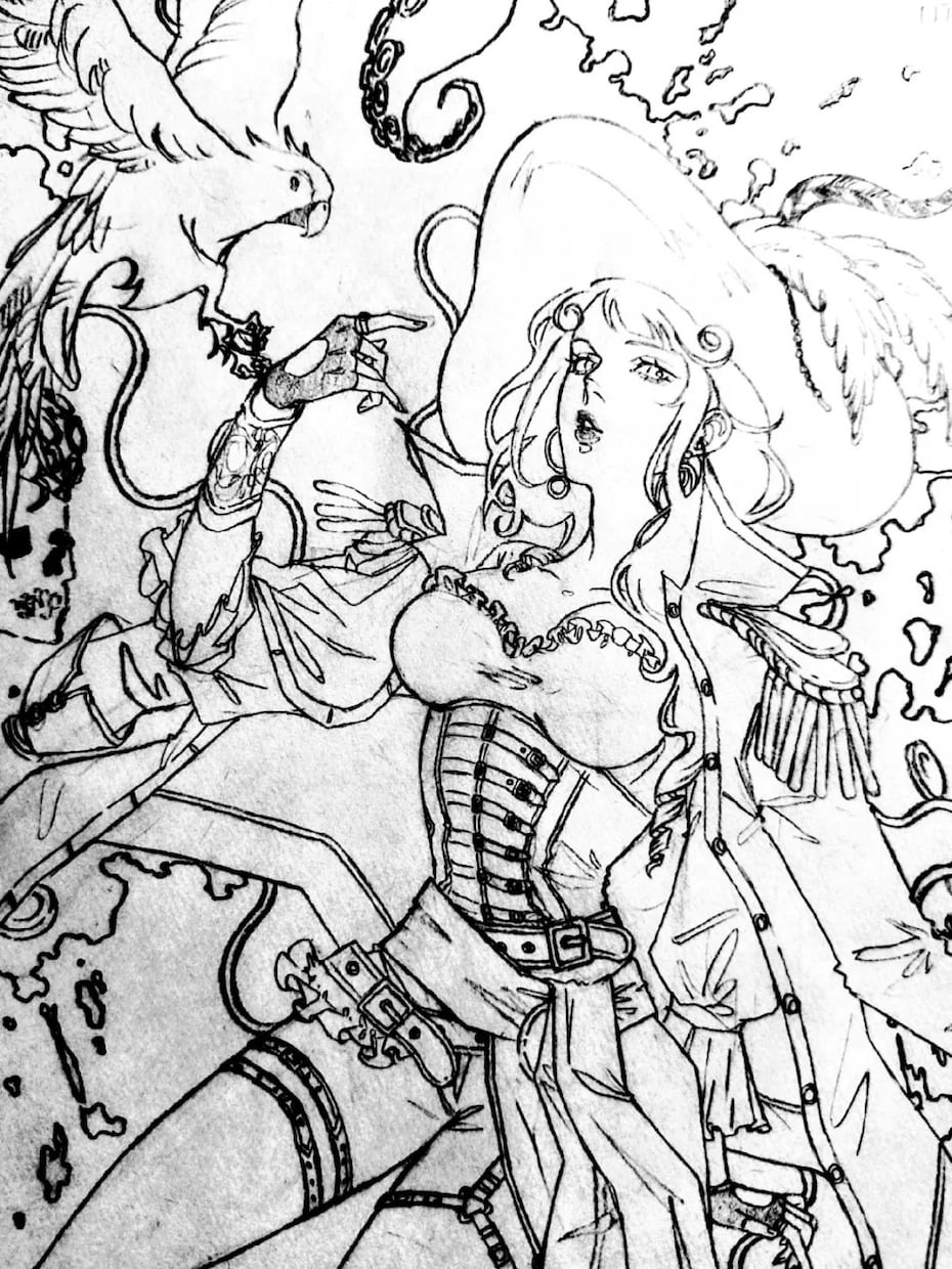 キャラクターのラフ+簡易着色描きます 細部までこだわる世界観重視のキャラをデザインします！ イメージ1