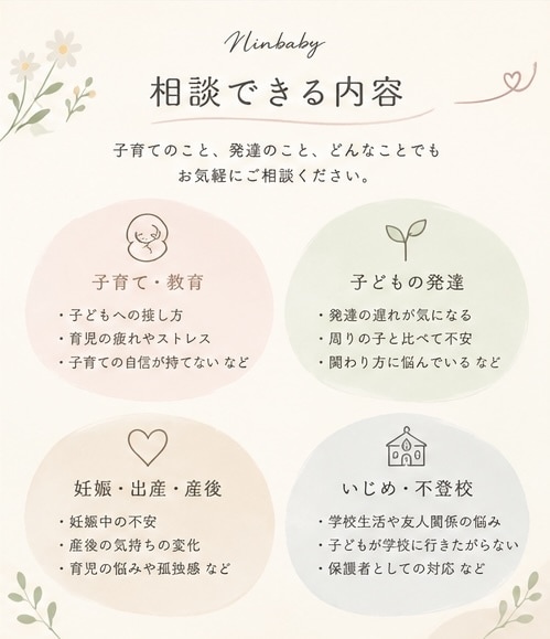 子育ての悩みや不安に優しく寄り添います ひとりで悩まないで。あなたの気持ちに寄り添います。 イメージ3