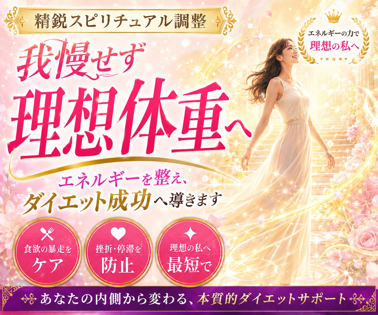 ダイエットヒーリング★波動調整で理想体型へ導きます ついつい食べ過ぎてしまう⇒遠隔ヒーリングで本来の美しい姿へ イメージ1