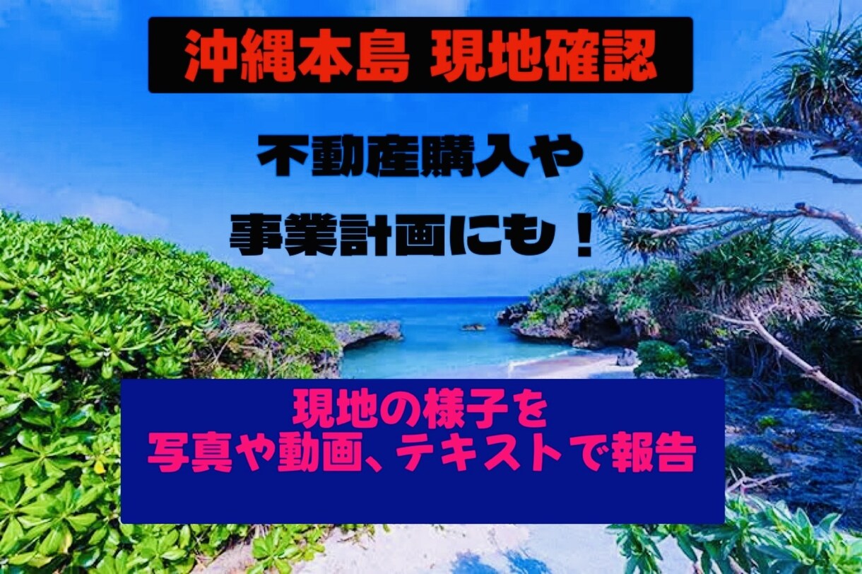 沖縄本島で現地確認いたします 指定住所の現在の様子、近隣の雰囲気などを知りたい方へ イメージ1