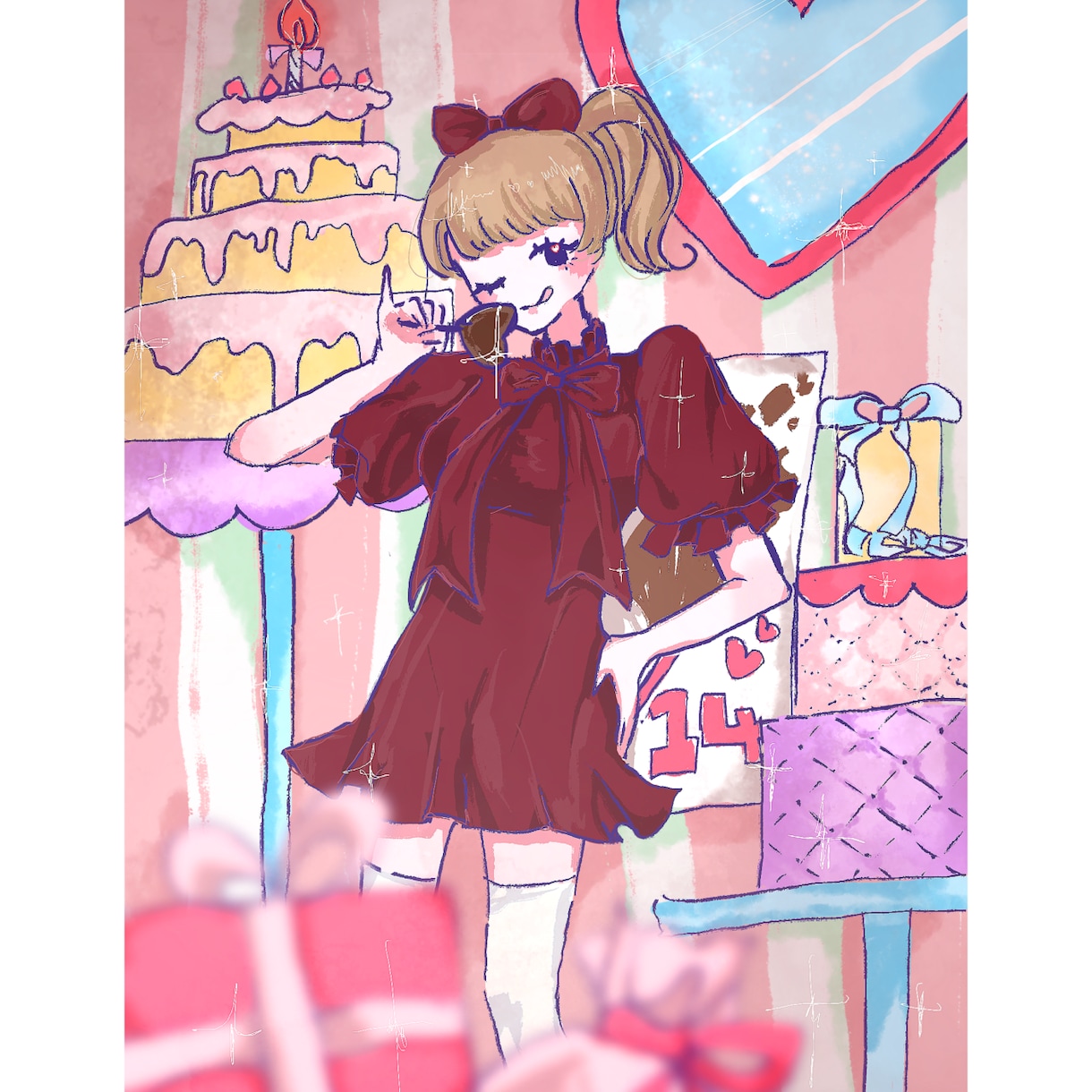 キラキラ可愛い1枚絵描きます アイコン、ヘッダー、MVなど様々な用途に！ イメージ5