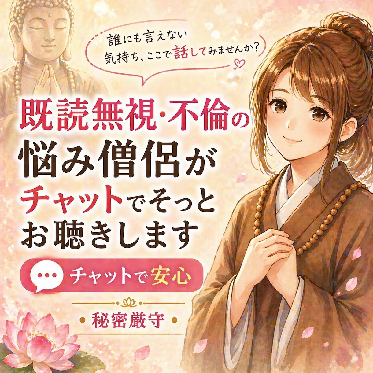 既読無視・不倫・依存の苦しさ｜僧侶がお聴きします 一人で抱えてきたお気持ち、ここで話してみませんか イメージ1