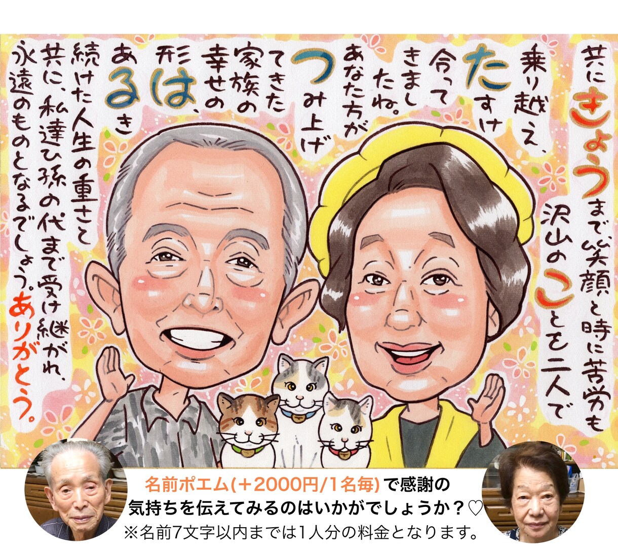 手描き似顔絵♡カラフルで可愛い似顔絵お描きします ウェルカムボードや記念日のプレゼントにいかがですか？♪ イメージ5