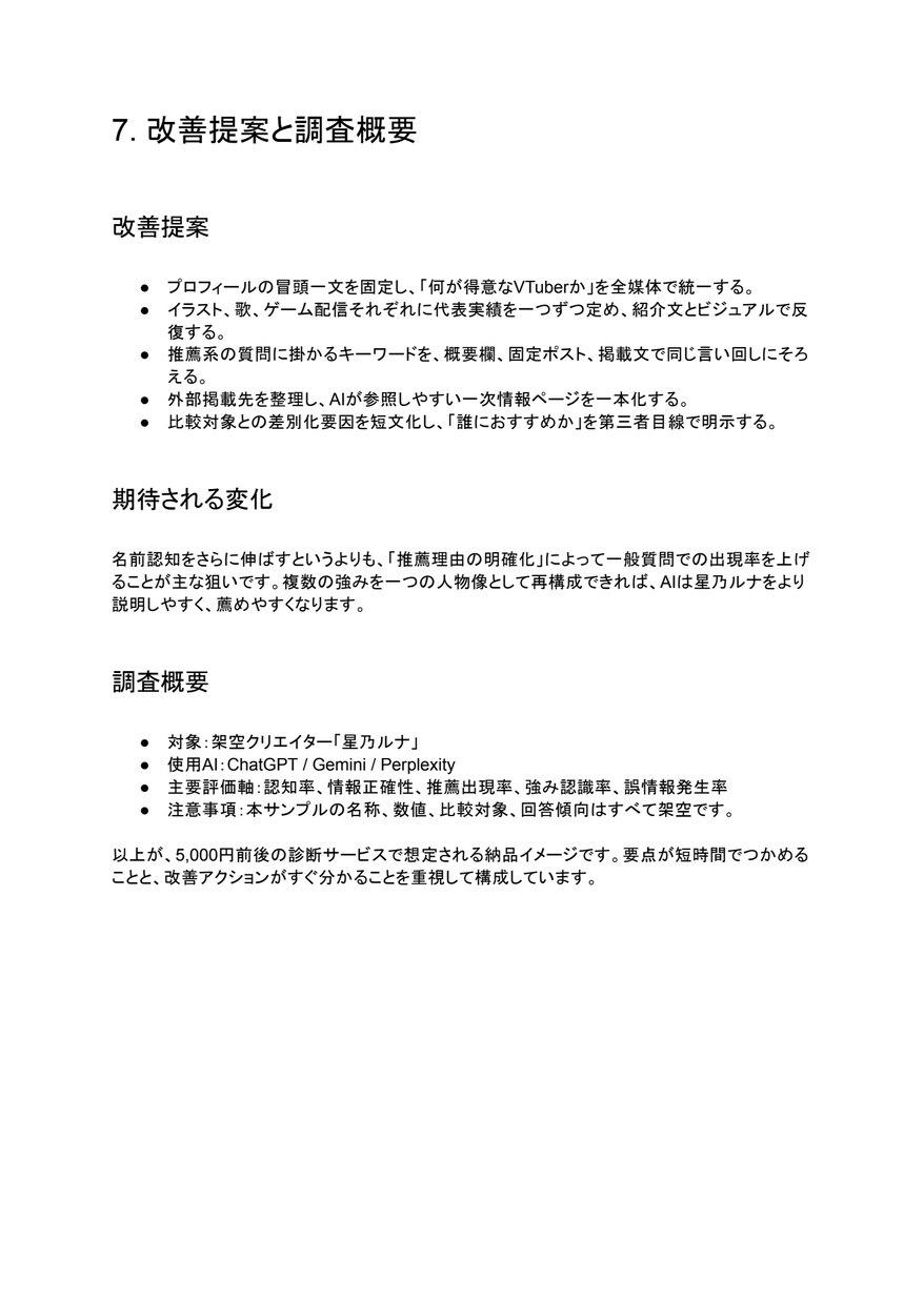 生成AIなどでどう認識・推薦されるか診断します 生成AIでの認知度・推薦傾向・情報の正確性を調査します！ イメージ9