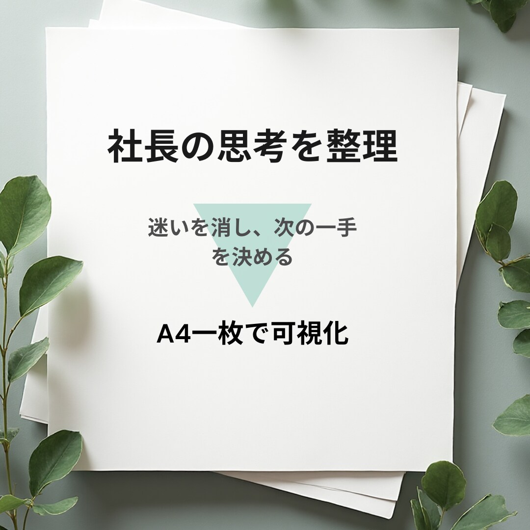 社長の頭の中を整理し「決断できる状態」にします 頭の霧を晴らし、A4一枚でそのまま使える意思決定シートを納品 イメージ1