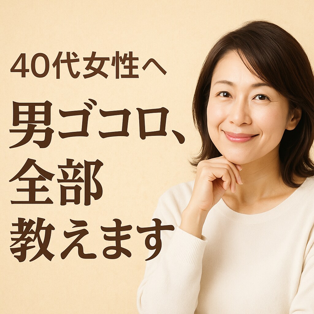 40代女性へ　男ゴコロ、全部教えます 男心の本音、NGワード、全部教えます。 イメージ1