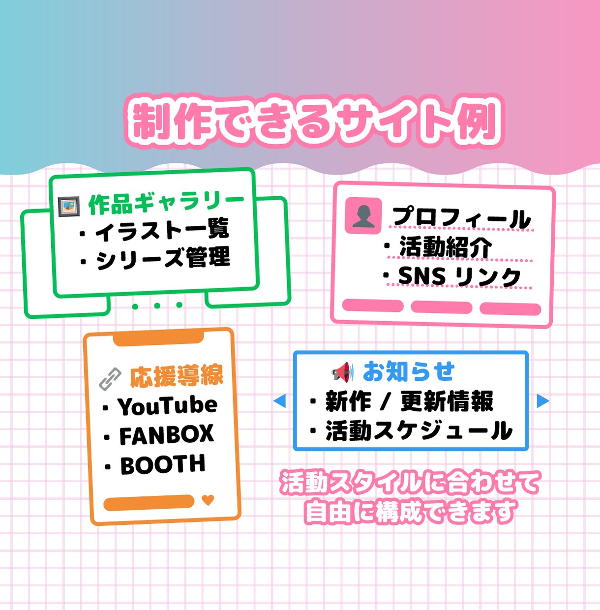 クリエイター向け｜活動拠点Webサイト作ります Vtuber・絵師・創作活動の拠点サイト イメージ6