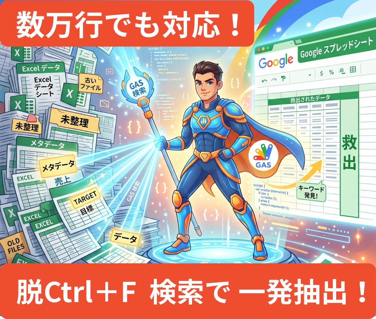 脱Ctrl+F 　エクセルデータから抽出します 標準検索から卒業！表記ゆれも吸収し複数条件で一覧抽出します イメージ1
