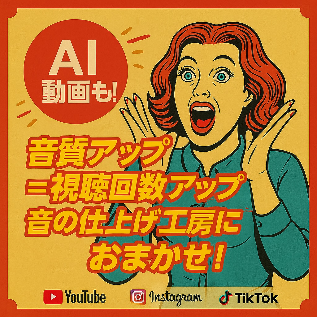 開店期間限定サービス中♬音が美しくなります 動画の音質をプロのサウンドエンジニアが整えるサービスです イメージ1