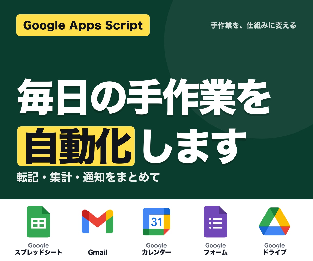 AIとGASでその手作業を自動化します 毎日の転記・集計・通知を、スプレッドシート上で自動実行に イメージ1