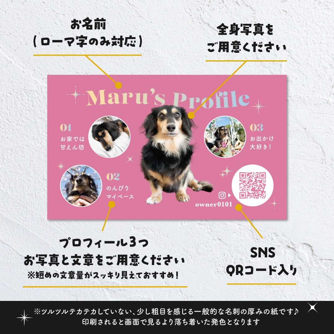 グラデーションカラーが可愛いペット名刺制作します 100枚印刷代込！送料無料！オフ会・イベントで大活躍！ イメージ10