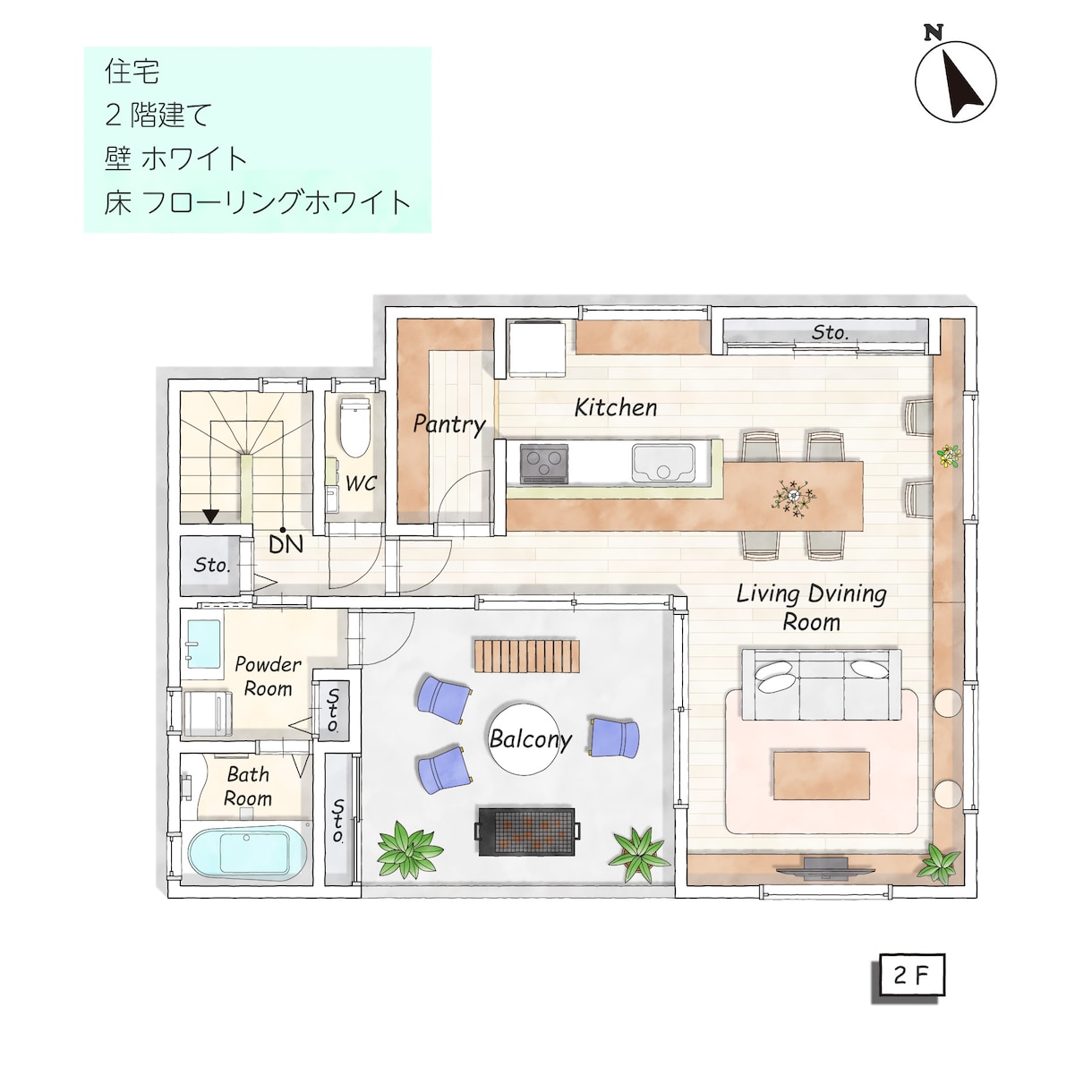 掲載用の間取り図をおしゃれに作成します 【Airbnb・民泊・不動産広告のイメージアップに最適です】 イメージ4