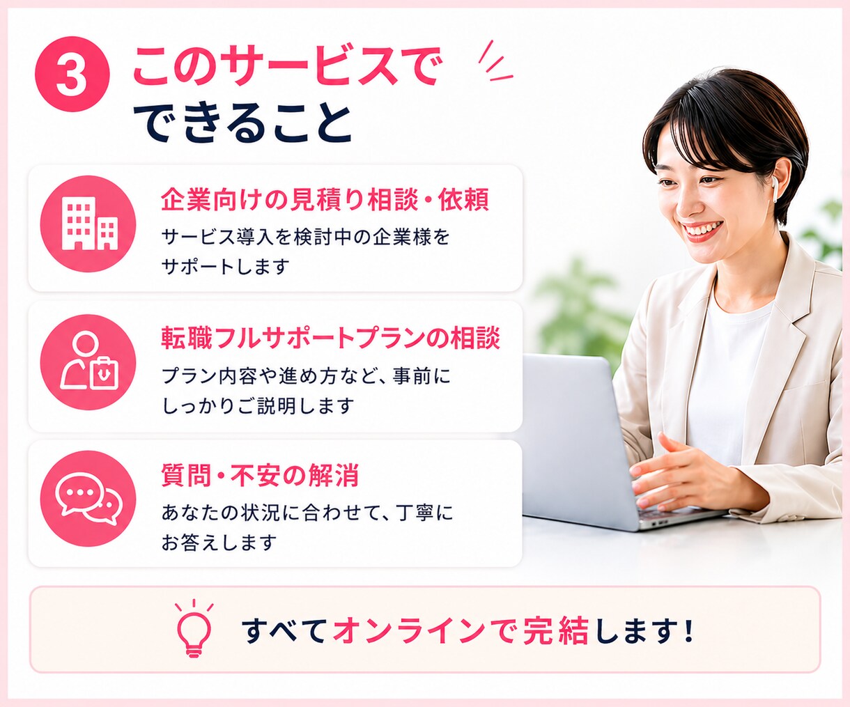 まずは事前相談したい方へ⭐ビデオチャット対応します 転職サポートプラン購入を迷っている方、企業向け見積り相談向け イメージ4
