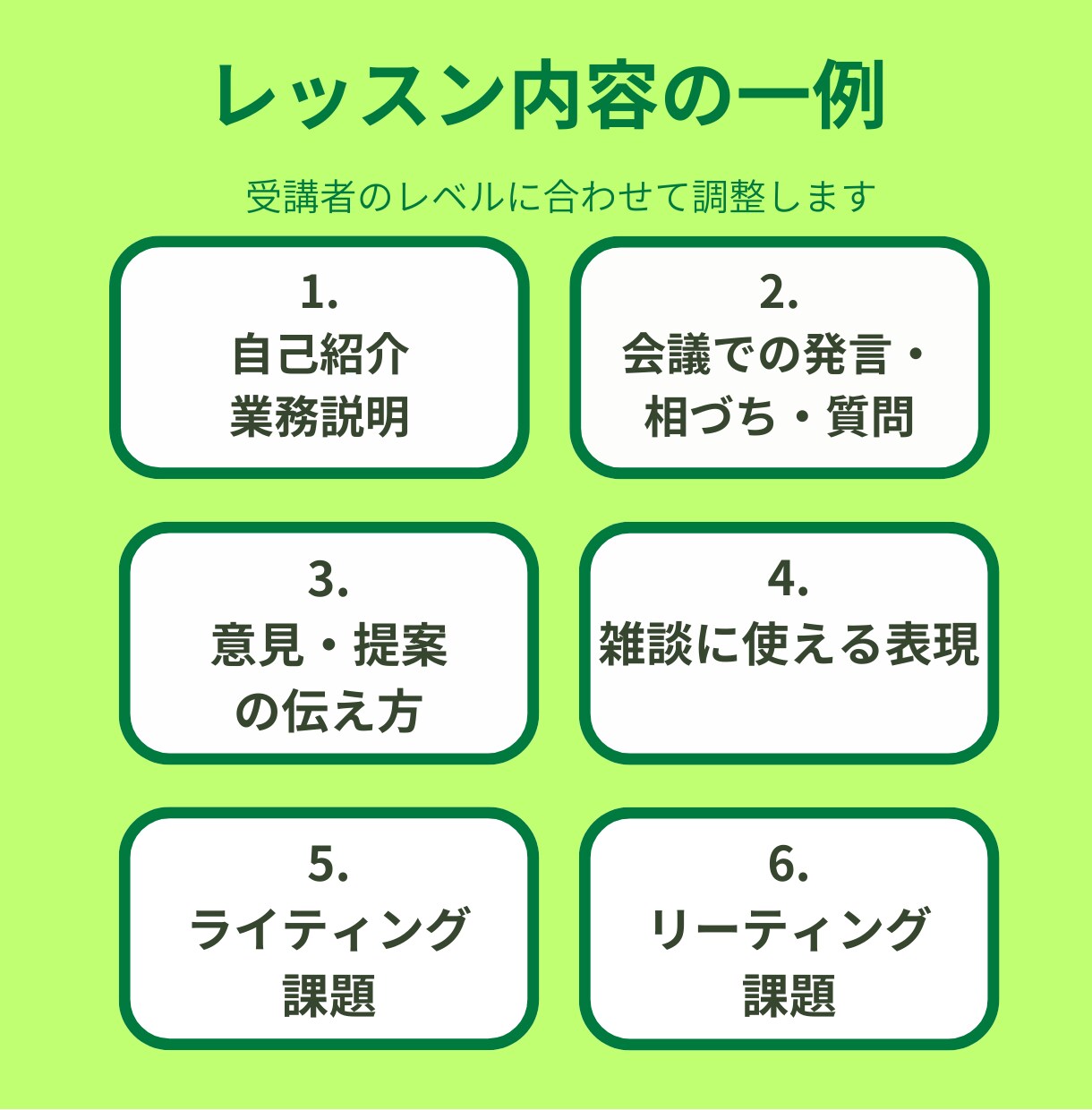 １か月あなたに合ったビジネス英語コーチングします 【初心者・学び直し歓迎】週１面談＆レッスン＋オリジナル課題 イメージ4
