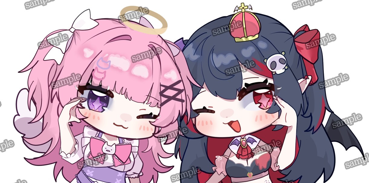 お試し版】初出品！可愛いミニキャラ描きます お試し版は描写範囲胸上専用になります！ イメージ1