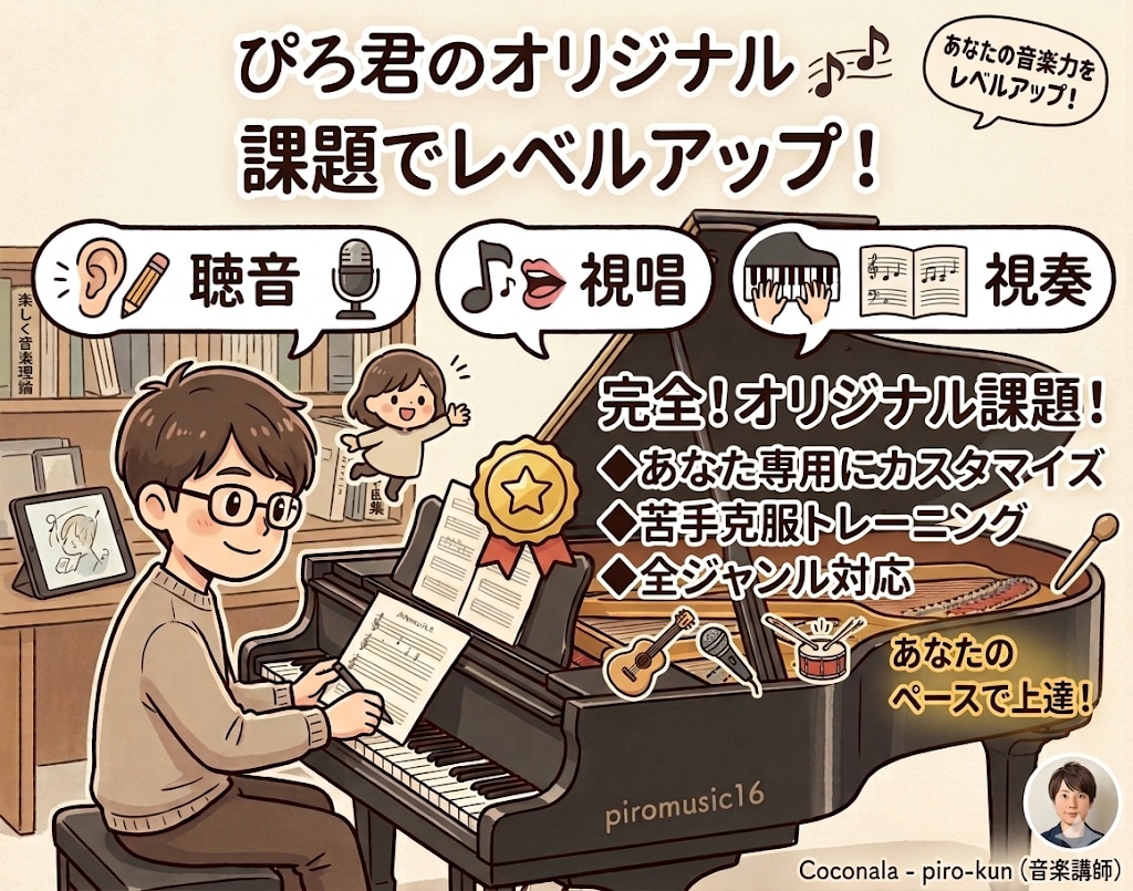 あなたの生徒さんに合った課題を作ります 聴音、視唱、視奏のオリジナル課題をニーズに合わせて提供 イメージ1