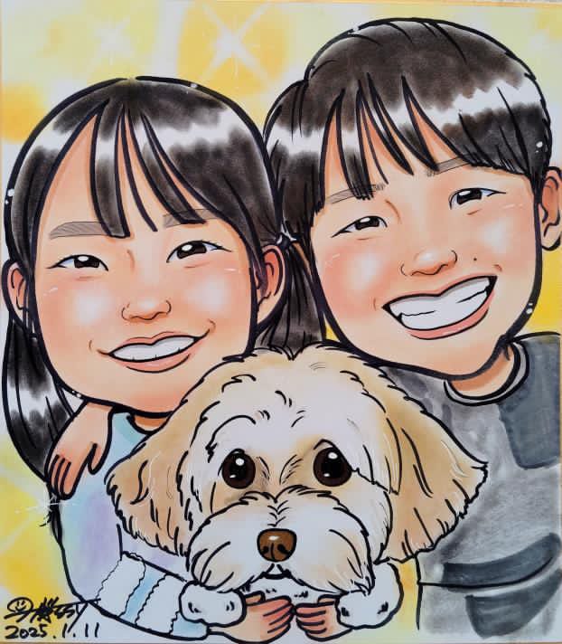 大好評！プロの似顔絵師が宝物になる似顔絵描きます 似てる！可愛い！一目で笑顔になれる明るい手描き似顔絵♡ イメージ3
