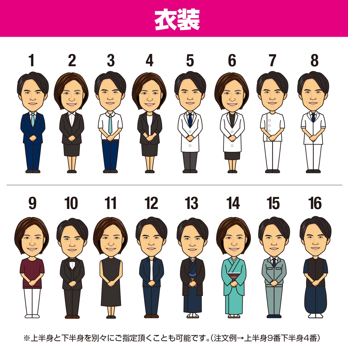 アイコン・SNS・名刺等に最適な似顔絵を描きます お手頃価格で!ポーズと衣装をリストから番号で簡単チョイス！ イメージ5