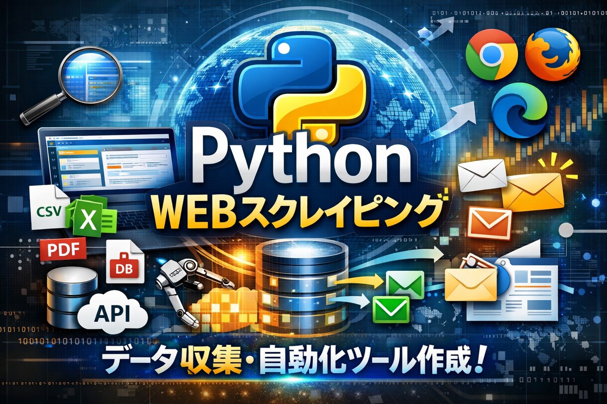 Webスクレイピング～その後の自動化まで実施します 取得したデータのその後も対応します(LINE通知も可) イメージ1