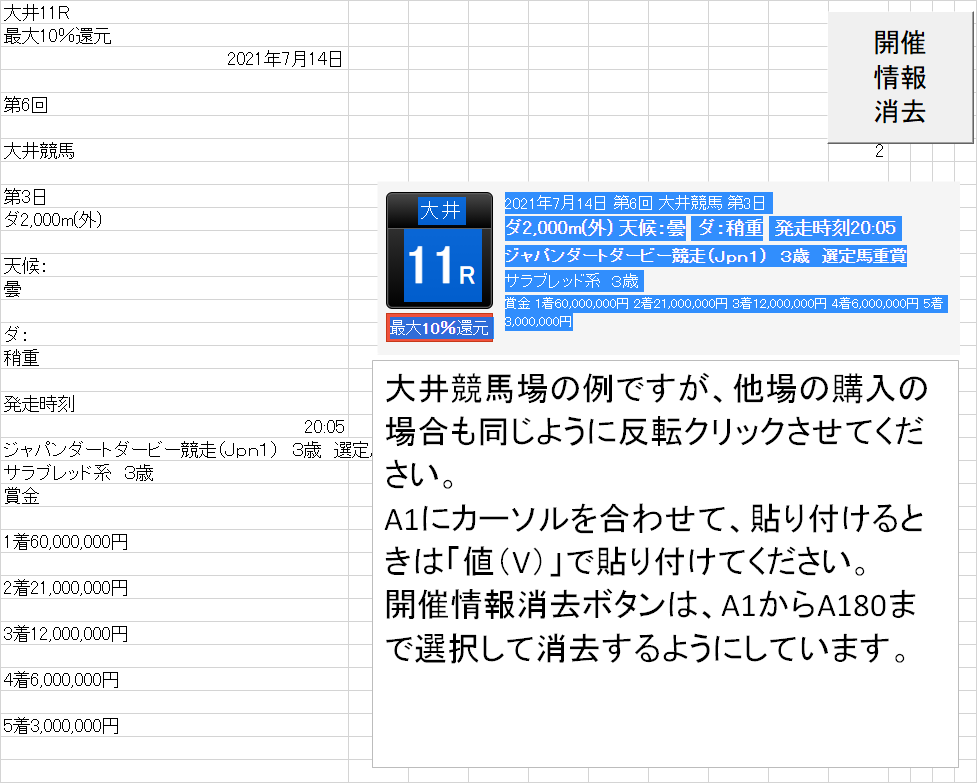オッズで競馬予想をするエクセルシートを作ります ４０００円で販売している商品の廉価版です。（販売停止予定） イメージ4