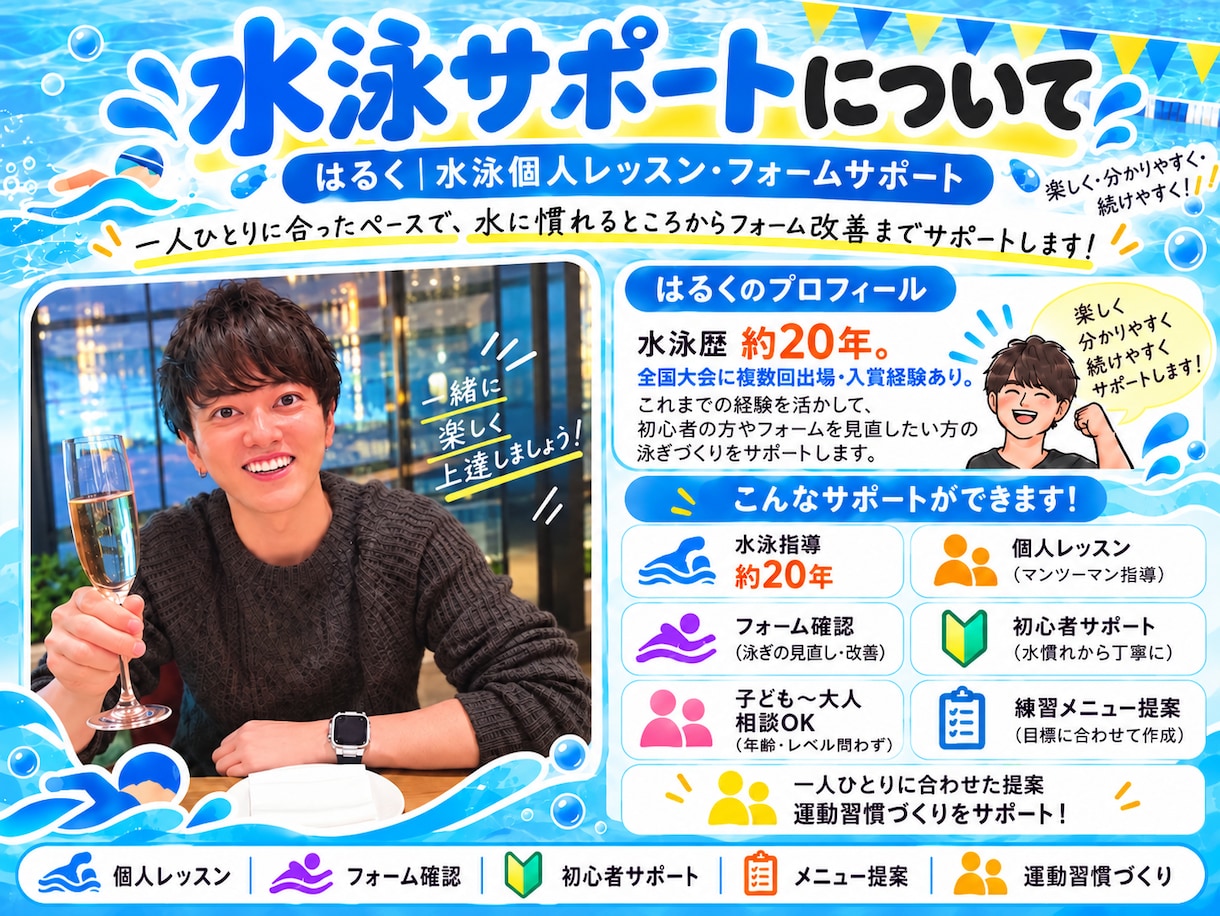 めざせ25m！水泳の練習表を作ります 水泳歴約20年！全国大会入賞者が今の泳力に合わせた練習を提案 イメージ4