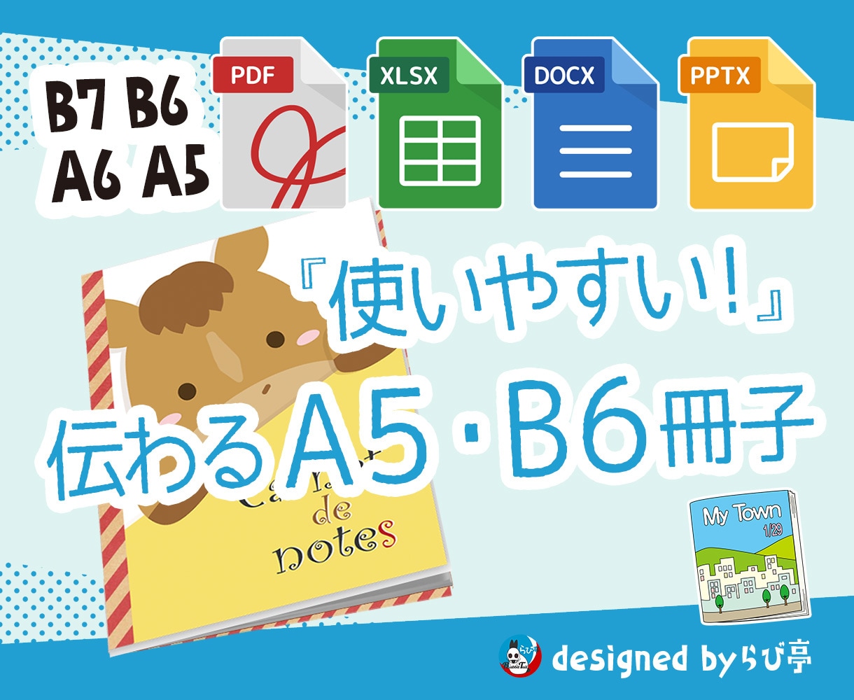 ミニパンフ小冊子８P）Wordやパワポで制作します 無料修正/回数制限なし★【手帳サイズ】B7/B6/A6/A5 イメージ1