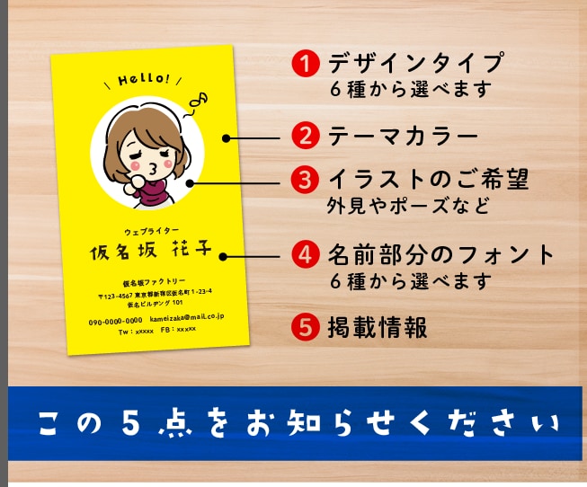 かわいくって印象的。キャラクター名刺作ります 他の名刺に埋もれたくない方へ！インパクト大の名刺です イメージ2