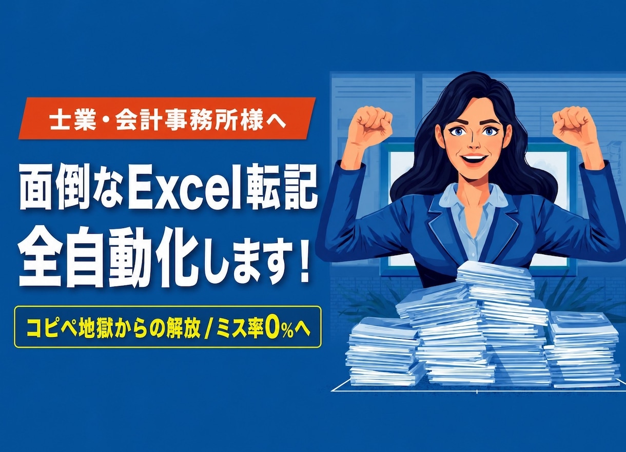 士業様向け！面倒なExcel転記を全自動化します 【先着3名特別価格】毎月の請求・集計・転記の手作業をゼロに！ イメージ1