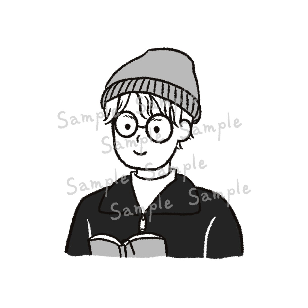 肩の力が抜けるようなほっこりモノクロ似顔絵描きます 記念日、プレゼント、アイコンなどに！即対応◎ イメージ3