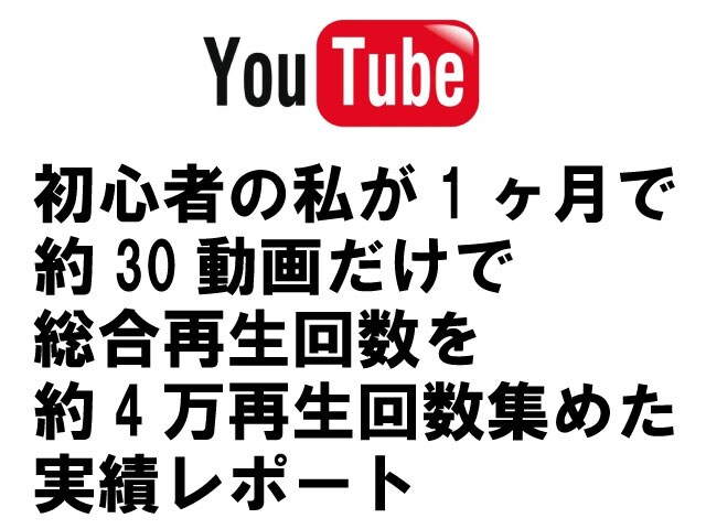 You tube初心者の私が1ヶ月で約30動画だけで総合再生回数を約4万再生回数集めた実績レポート イメージ1