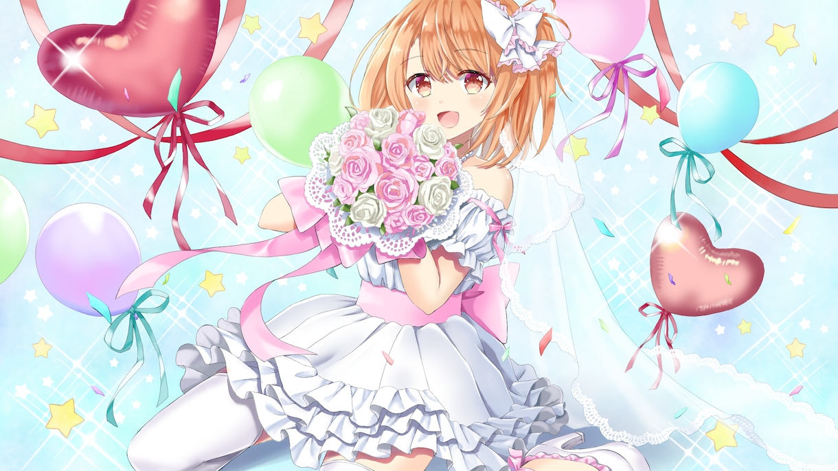 パッと目をひくサムネ、ヘッダーお描きします オリキャラや可愛いキャラクターで目立つ一枚絵をお描きします イメージ4