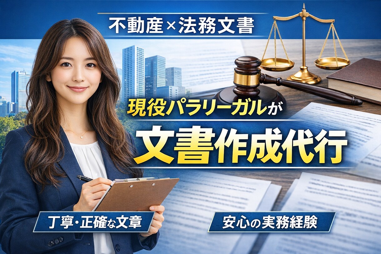 現役パラリーガルが不動産法務系文書作成します 不動産会社勤務経験、パラリーガルとしての実務経験を活かします イメージ1