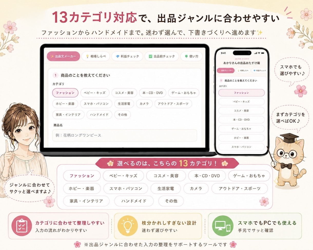 URL開くだけで出品準備が楽しくなります これ1つで説明文作り・相場しらべ・利益チェックができます イメージ5