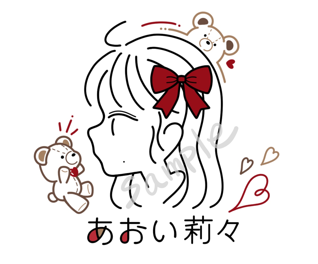 シンプル線画の横顔アイコンお描きします 好きな色をアクセントに◎シンプルでも自分らしさを。 イメージ4