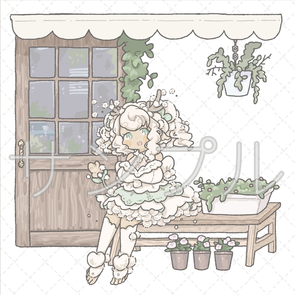 淡い雰囲気の背景つき人物イラストを描きます 配信動画への使用やグッズ作成などに。商用利用可 イメージ3